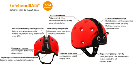 Kask ochronny do nauki chodzenia 7-24msc SAFEHEAD